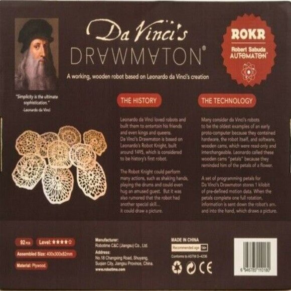 ROKR Da Vinci's Drawmaton, The Robot Automaton (Gear Puzzle), Brand New In Box - Picture 2 of 11